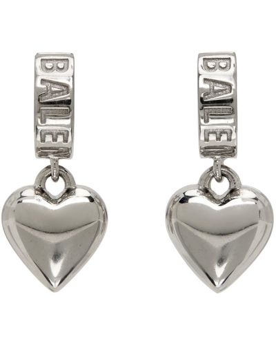 Balenciaga Silver Sharp Heart Earrings - Metallic