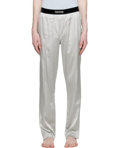 Tom Ford Grey Pinched Seam Pyjama Trousers - White
