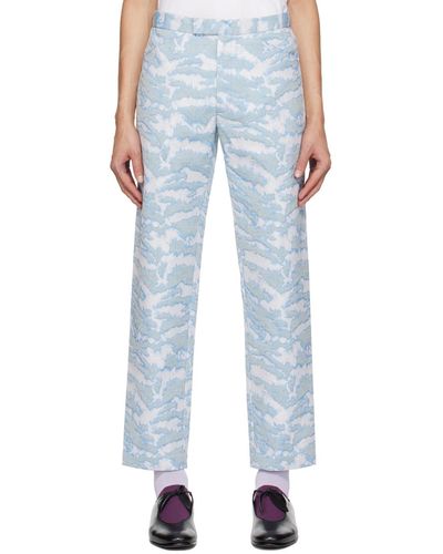 Anna Sui Pantalon bleu et blanc exclusif à ssense