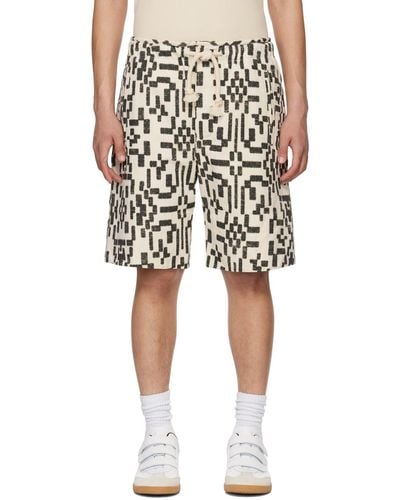 Isabel Marant Off-white & Black Pelian Denim Shorts