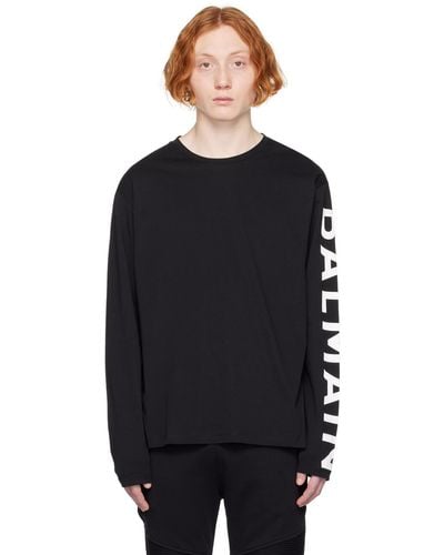 Balmain Printed Long Sleeve T-shirt - Black