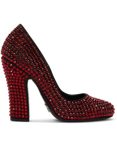 Prada Crystal Heels - Red