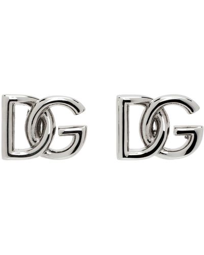 Dolce & Gabbana Silver 'dg' Earrings - Black