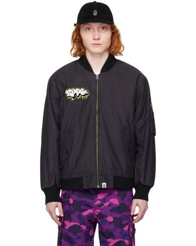 Buy Aape By A Bathing Ape men camouflage long sleeve hooded jacket  windbreaker jacket black and dark grey combo Online