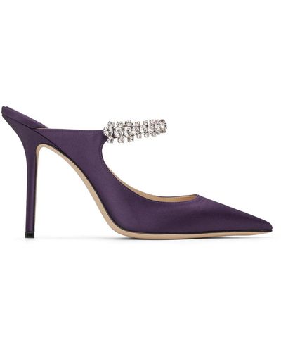 Jimmy Choo Purple Bing 100 Mules - Black