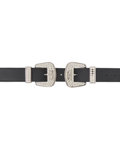 Moschino Jeans Crystal Double-buckle Belt - Black