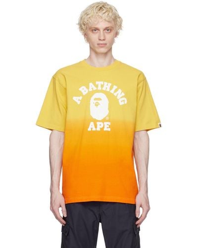 A Bathing Ape & Yellow College Gradation T-shirt - Orange