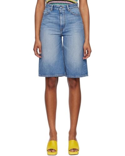 Ganni Blue Five-pocket Denim Shorts
