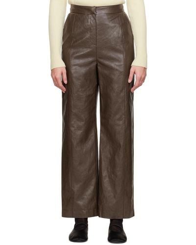 LVIR Grained Faux-leather Trousers - Brown