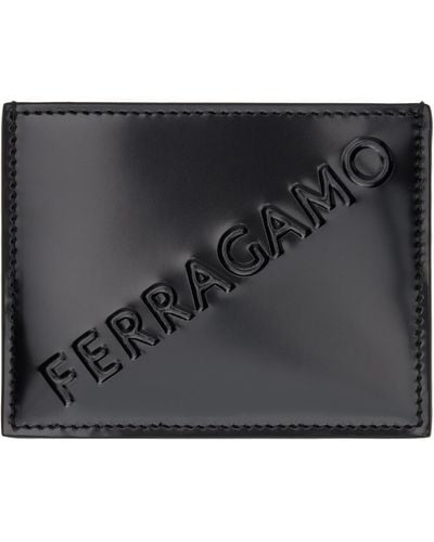 Ferragamo Porte-cartes noir à logo gaufré