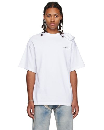 Y. Project T-shirt blanc avec panneau replié à l'épaule exclusif à ssense