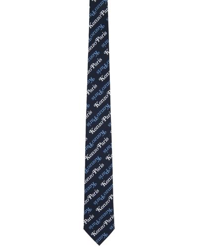 KENZO Cravate bleu marine à motif à logo - paris - Noir