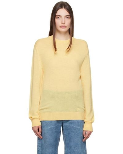 Jil Sander Yellow Embroidered Sweater - Orange
