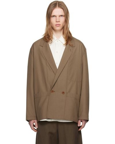Lemaire Double Breasted Blazer - Brown