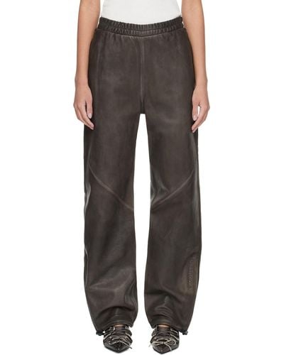 Acne Studios Brown Casual Leather Trousers - Black