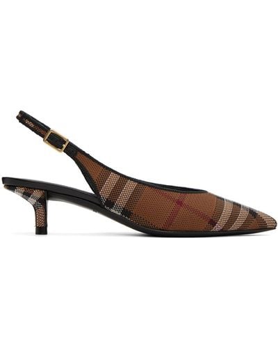 Burberry Chaussures à petit talon brun clair à carreaux - Marron