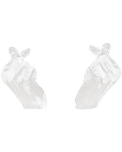 Y. Project Midi Finger Heart Earrings - Black