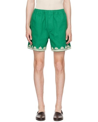 Bode Ripple Appliqué Shorts - Green