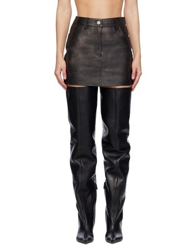 REMAIN Birger Christensen Ssense Exclusive Leather Miniskirt - Black