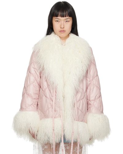 Sandy Liang Kristoff Shearling Coat - Pink