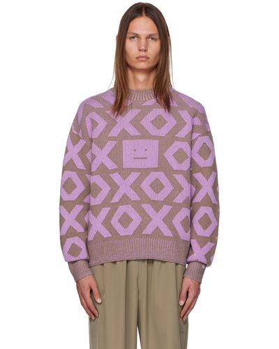 Acne Studios Woll- und Baumwoll -Jacquard -Pullover - Violet