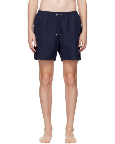 Sunspel Navy Drawstring Swim Shorts - Blue