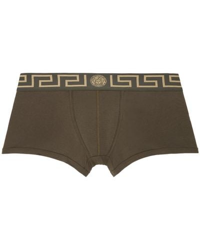 Versace Khaki Greca Border Boxer Briefs - Green