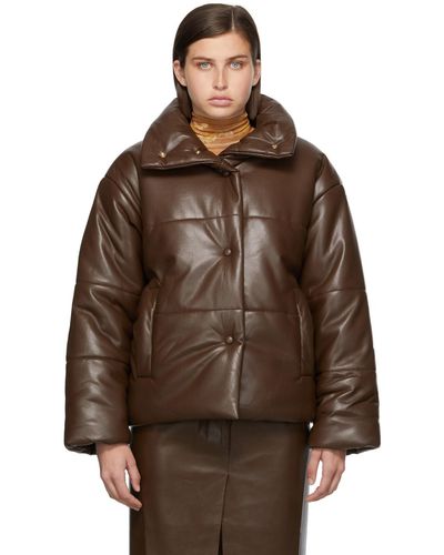 Nanushka Hide Puffer Vegan Leather Jacket - Brown