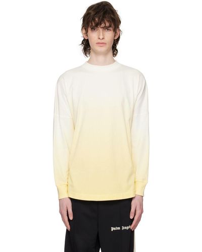 Palm Angels White & Yellow Gradient Long Sleeve T-shirt - Black
