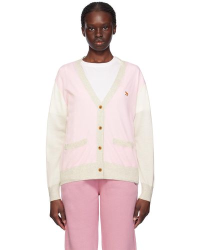 Maison Kitsuné Multicolour Baby Fox Cardigan - Pink