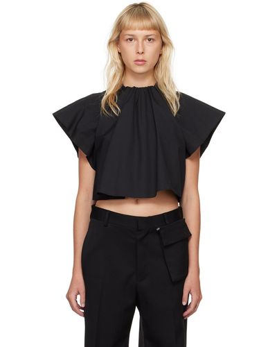 MM6 by Maison Martin Margiela Black Gathered Blouse