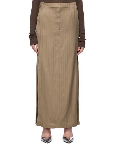 REMAIN Birger Christensen Brown Suiting Maxi Skirt - Natural