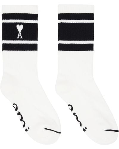 Ami Paris Ami De Cœur Striped Socks - Black