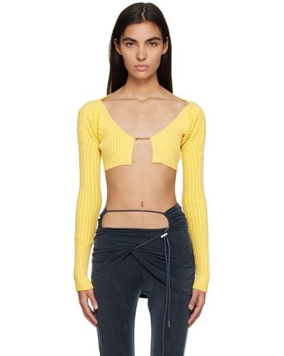 Jacquemus Yellow Le Raphia 'la Maille Pralù' Cardigan - Black