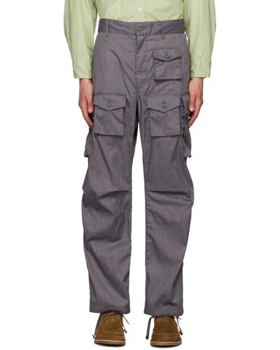 Engineered Garments Grey Bellows Pockets Cargo Trousers - Multicolour