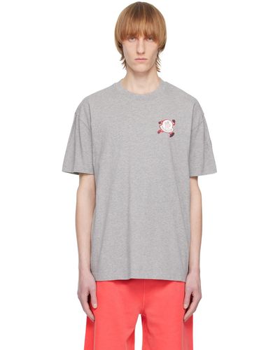 Moncler T-shirt gris à logo imprimé - Multicolore