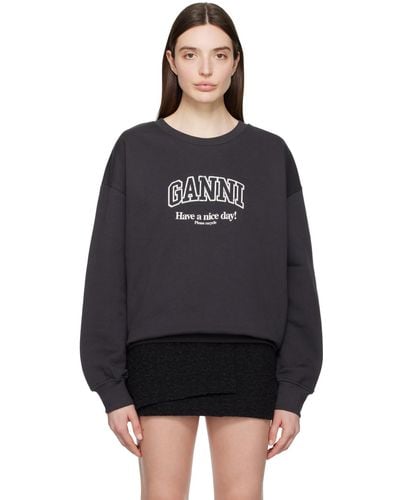 Ganni Gray Isoli Sweatshirt - Black