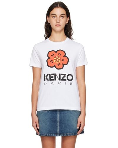 KENZO ホワイト Paris Boke Flower Tシャツ