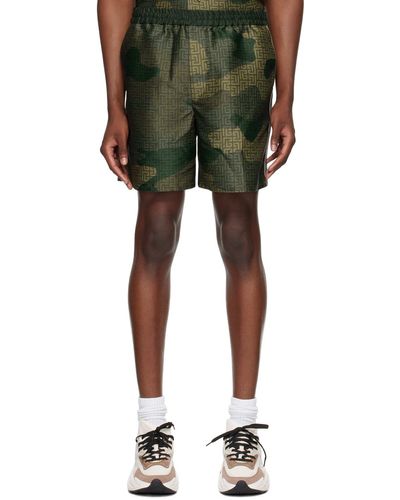 Balmain Short kaki à motif camouflage - Vert
