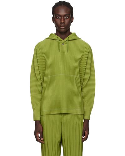 Homme Plissé Issey Miyake Pull à capuche monthly color december vert