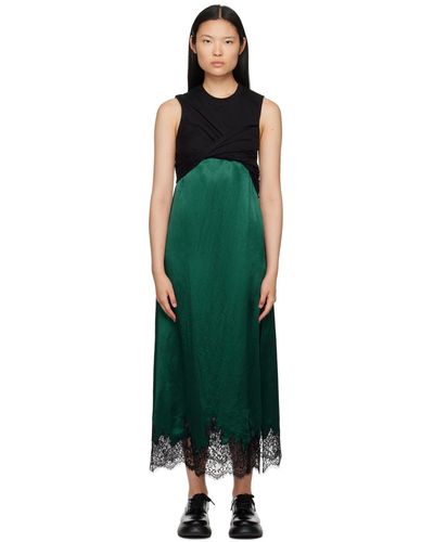 3.1 Phillip Lim Black & Green Twisted Midi Dress