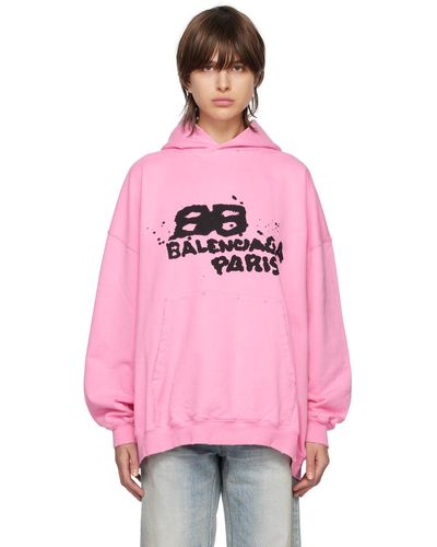 Balenciaga Pull à capuche rose à logo modifié