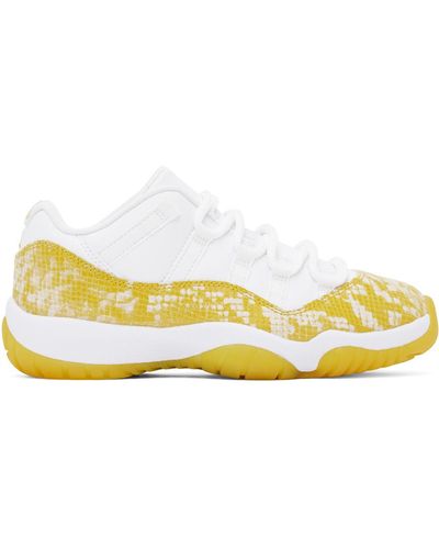 Nike White & Yellow Air Jordan 11 Retro Low Sneakers - Black