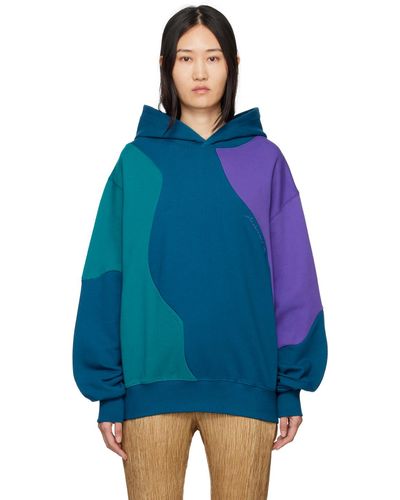 ANDERSSON BELL Contrast Curved Hoodie - Blue