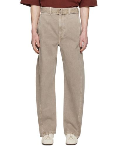 Lemaire Taupe Twisted Belted Jeans - Natural