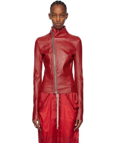 Rick Owens Red Gary Leather Jacket