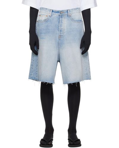 Vetements Faded Denim Shorts - Blue