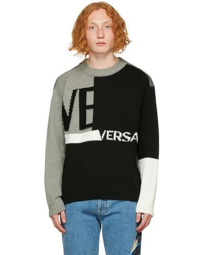 Versace Black Intarsia Sweater - Multicolor