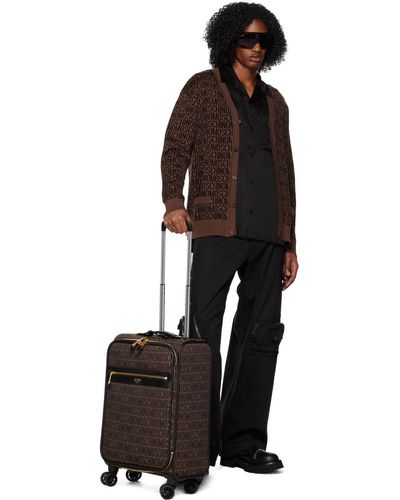 Moschino ブラウン オールオーバーロゴ スーツケース - ブラック