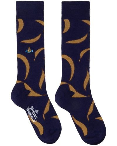 Vivienne Westwood Navy Medieval Texture Socks - Blue